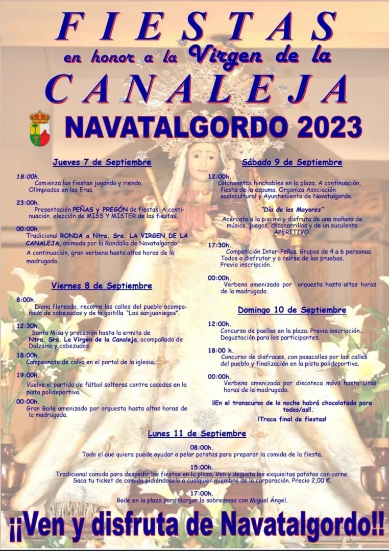Fiestas en honor a la Virgen de la Canaleja 2023 Navatalgordo